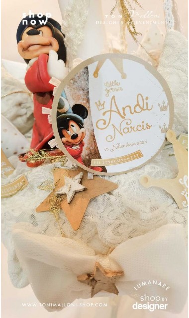 Lumanare botez Mickey Mouse Wizard creata cu o figurina special creata manual unicat 6
